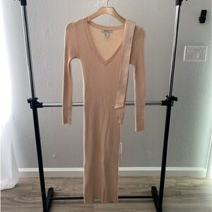 Forever 21 Tan and Cream Maxi Bodycon Dress